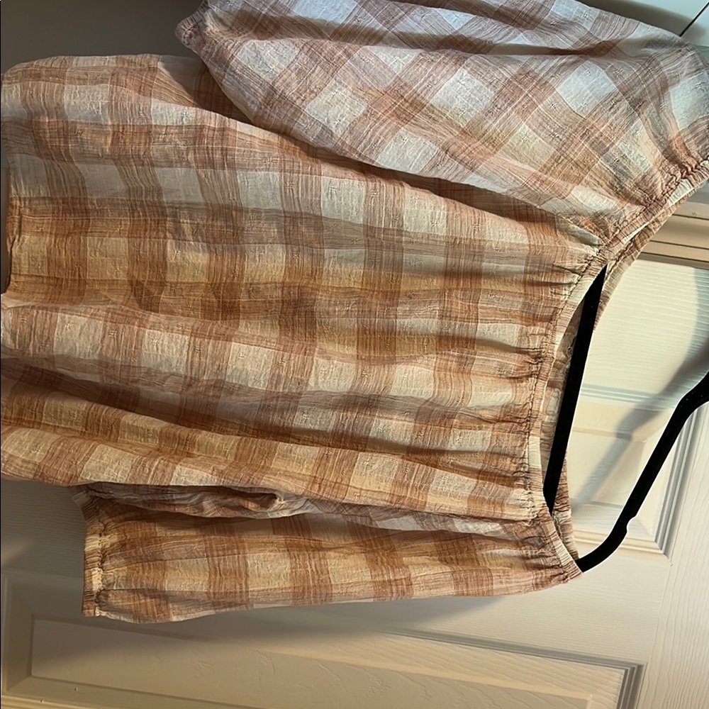 Plaid Blouse in Beige and White
